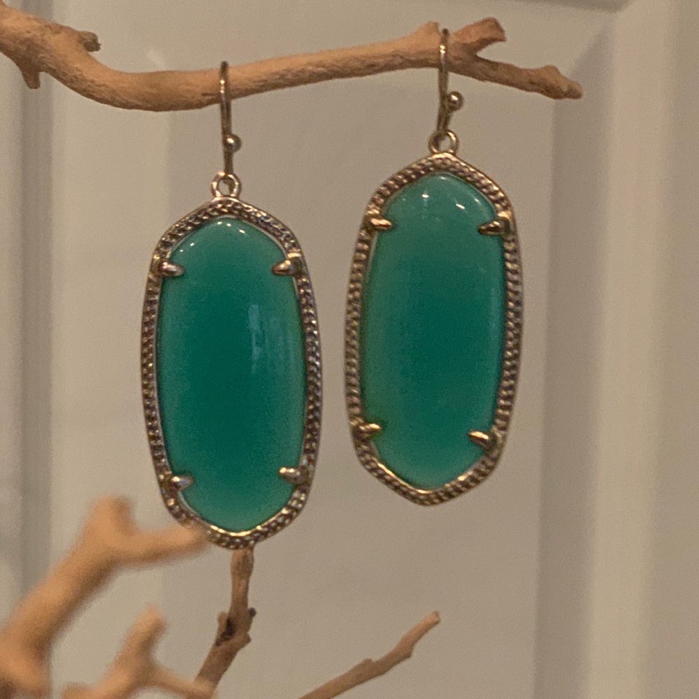 Kendra Scott Elle Drop Earrings - green/gold